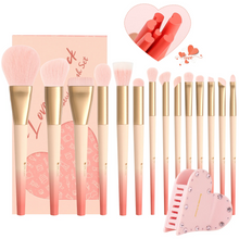 Load image into Gallery viewer, DUcare Love Struck 14Pcs Face & Eye Brush Set with Hair Clip (D1410)