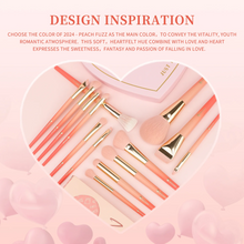 Load image into Gallery viewer, DUcare Love Struck 14Pcs Face & Eye Brush Set with Hair Clip (D1410)