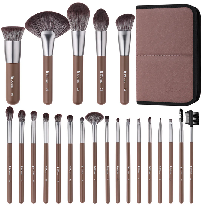 DUCare Chocolate Life 22-Piece Face & Eye Makeup Brush Set (D2205)