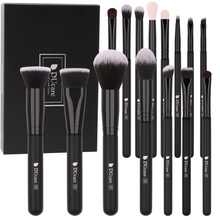 Load image into Gallery viewer, DUcare Classic Black Essential Upgraded Face &amp; Eye Brush Set (15PC) (DF1551)
