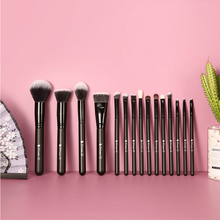 Load image into Gallery viewer, DUcare Classic Black Essential Upgraded Face &amp; Eye Brush Set (15PC) (DF1551)

